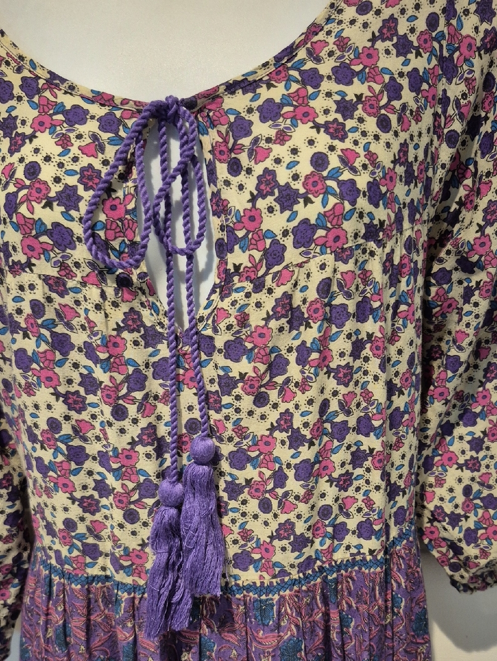 NATURAL LIFE Purple Floral Tiered Maxi Dress. Size M - Picture 5 of 13